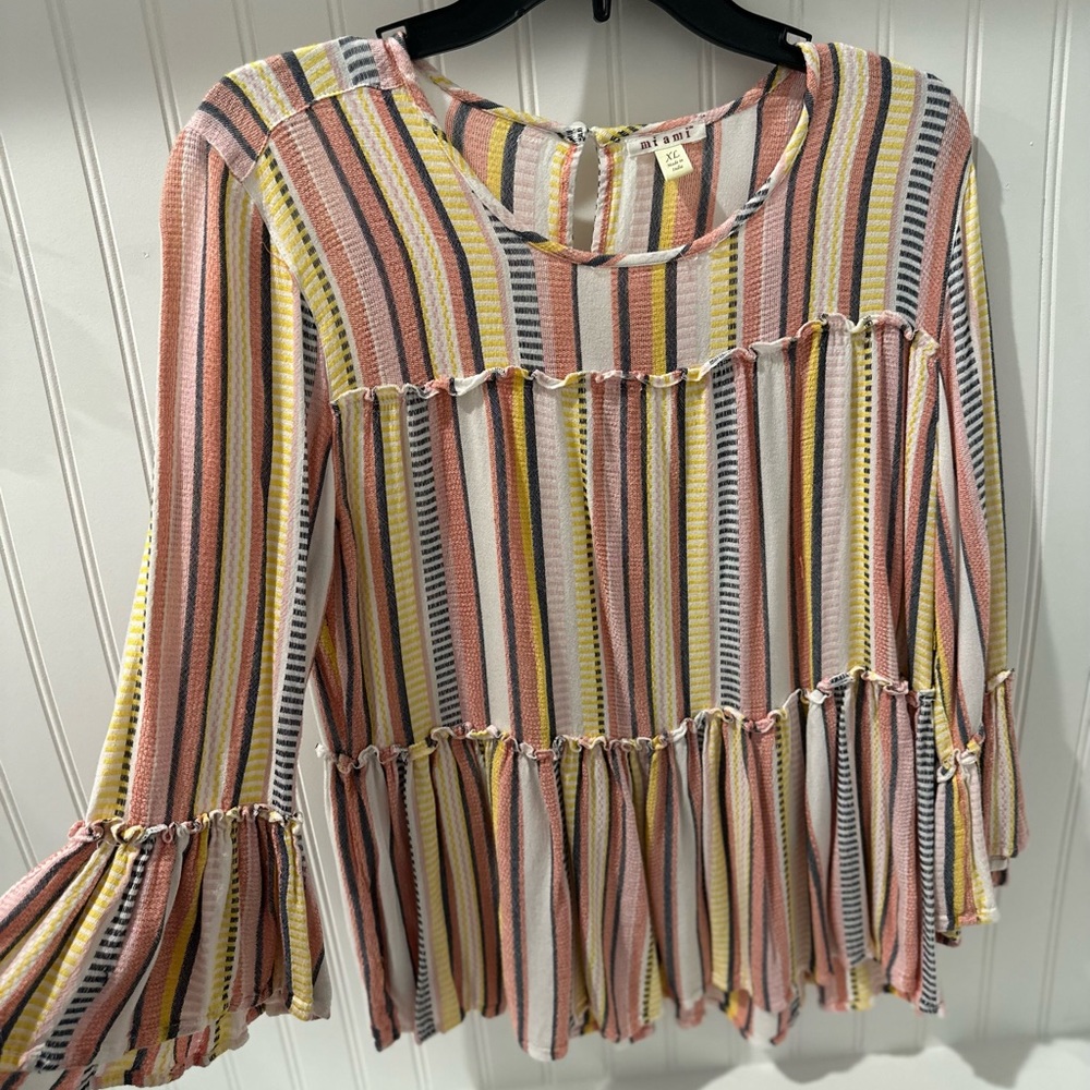 Striped Rayon top with fun sleeves